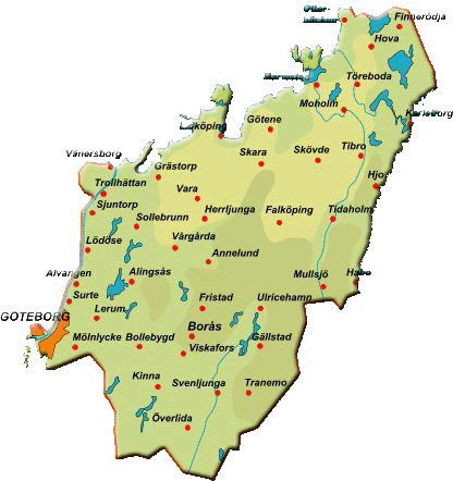 Karta över Västergötland Regionen | Karta över Sverige, Geografisk