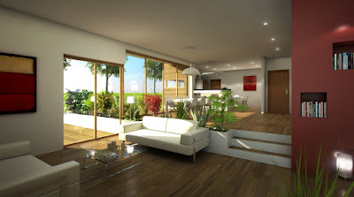 Perspective 3D de villa contemporaine