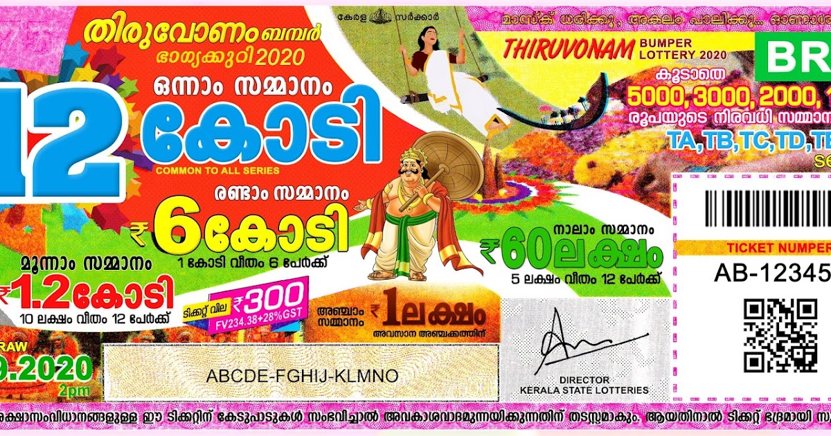 Kerala Lottery Thiruvonam Bumper BR 75 Prize Structure 2020 LIVE Kerala Lottery Result 11.03