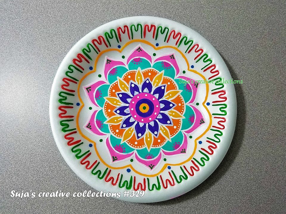 TELUGU WEB WORLD PAPER PLATES SPECIAL DASARA FESTIVAL RANGOLI ART