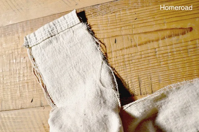 Grain sack fabric ripped into strips