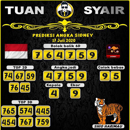 Prediksi Sydney Jumat 17 Juli 2020 Sdy Terjitu Hari Ini Prediksitogel Jp