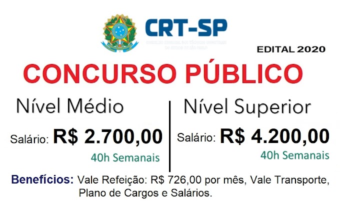 Aberto Concurso Público para níveis médio e superior. Salários até R$5.748,10