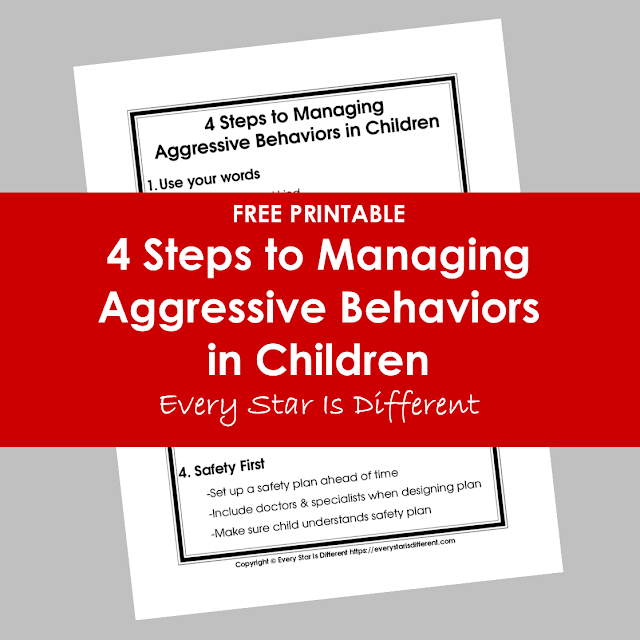4 Steps to Managing Aggressive Behaviors in Children Free Printable