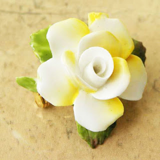 Yellow bone china flower brooch