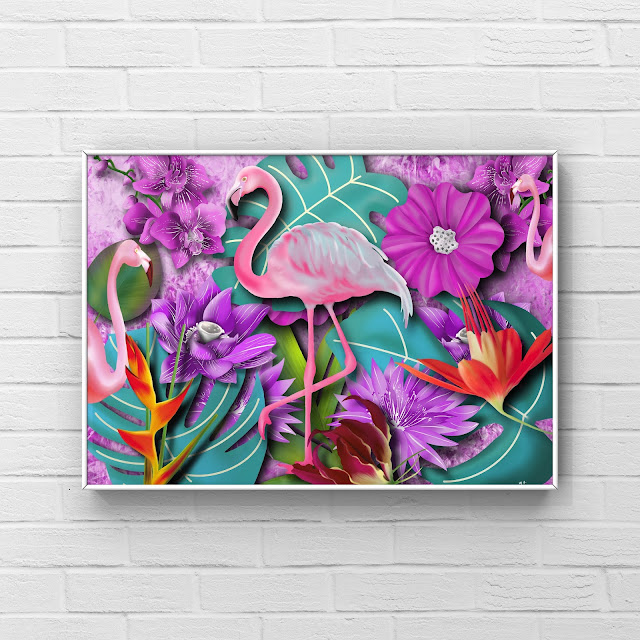 hot flamingo art