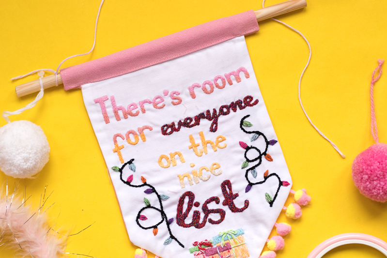 DIY Festive Hand Embroidery Wall Hanging Little White Socks