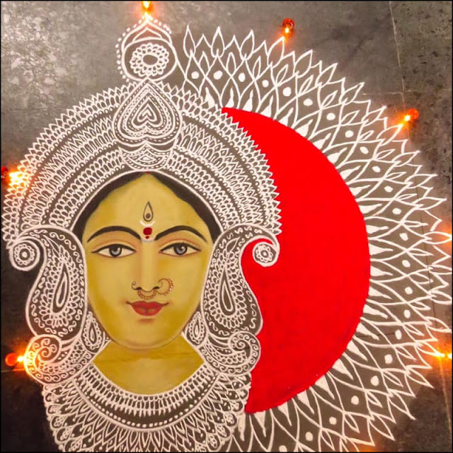Goddess Lakshmi Rangoli Design Patterns for Diwali 2021