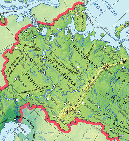 Карта восточной части россии. Физическая карта Восточно-европейской равнины. Восточно-европейская равнина Окско Донская равнина. Восточно-европейская возвышенность. Среднерусская возвышенность на физической карте.
