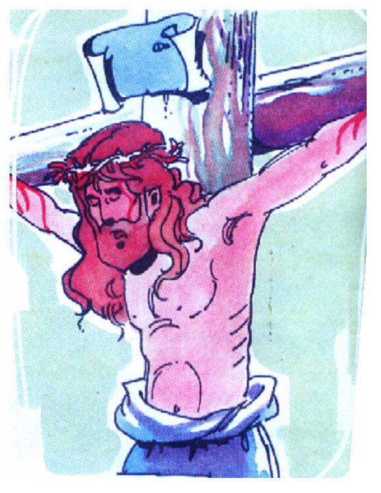 Jesús clavado en la cruz