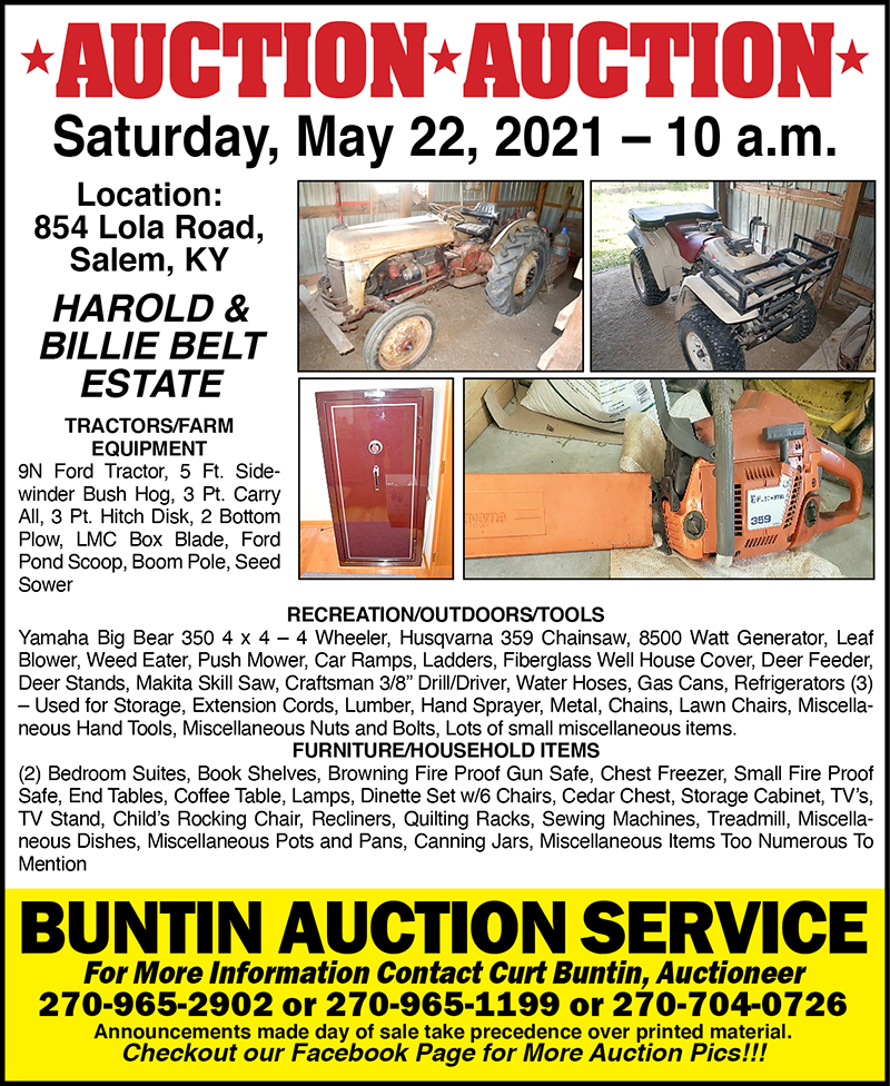 The Press Online Buntin to conduct Belt auction May 22