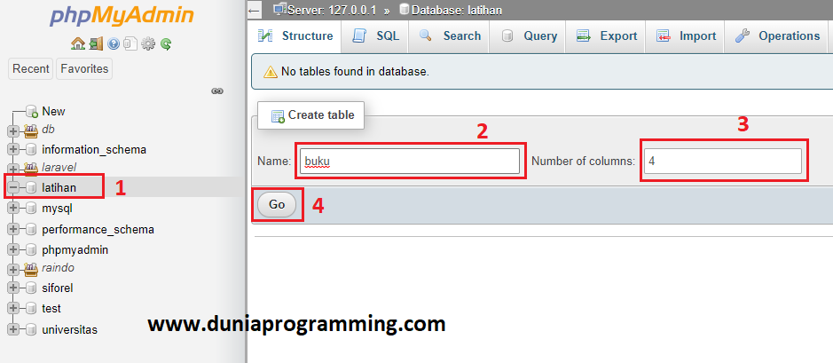 Cara Membuat Database MySQL di localhost/phpmyadmin - Dunia Programming