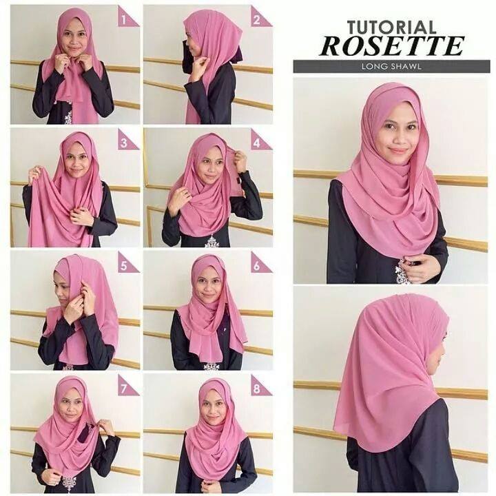 tutorial tudung shawl satin