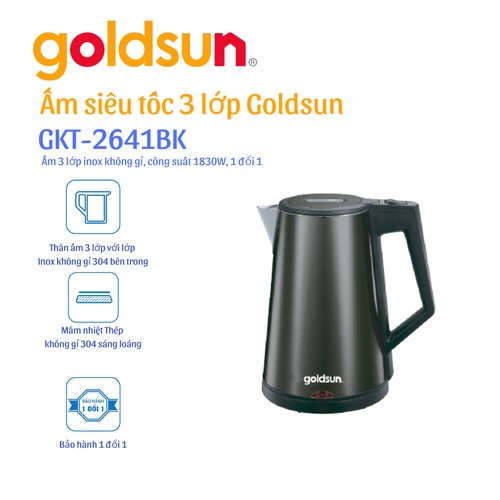 Ấm Siêu Tốc GOLDSUN 3 Lớp GKT2641BK