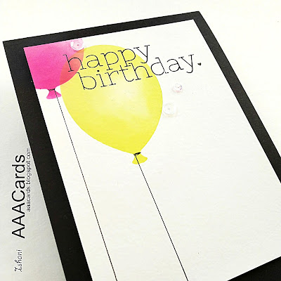  Clean and simple card, CAS balloon card, AAA Cards, Birthday card, stencil card, stenciling, CAS card, Ink blending, Quillish,