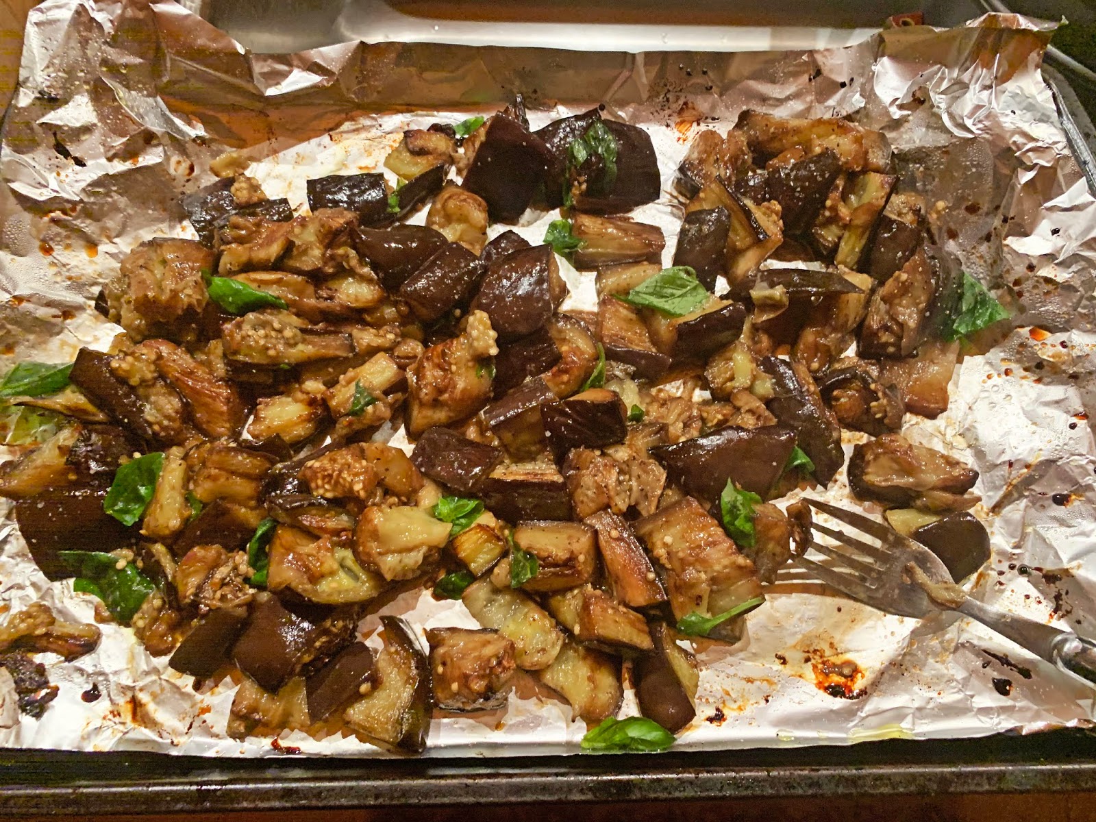 The Grub Files Cooking with Camissonia Garlic Roasted Eggplant with
