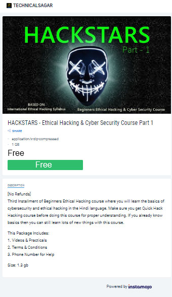 Technical Sagar Hackstars Hacking Course Part-1 Free Download 2019