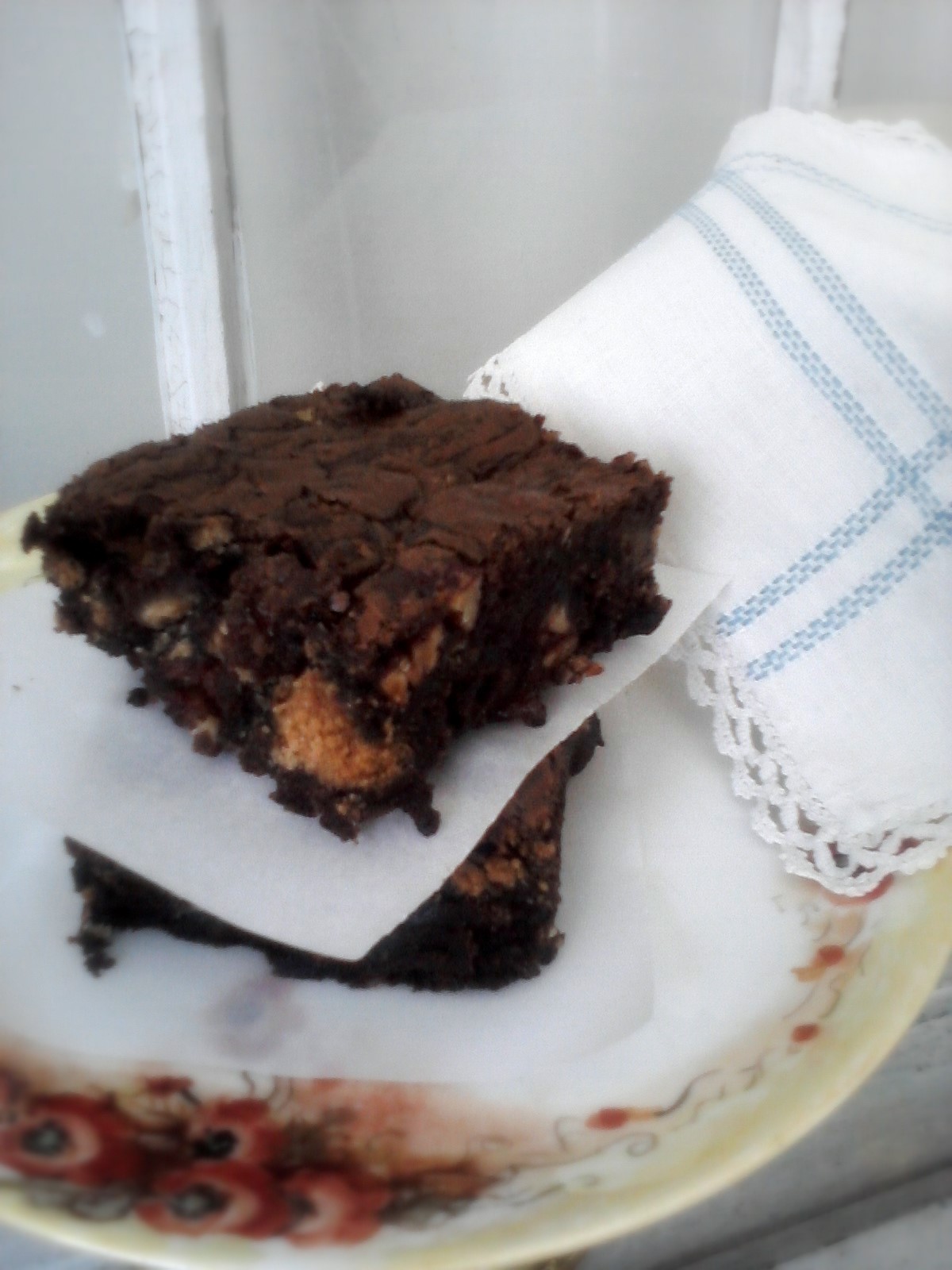 Ganache Insanity chocolate fudge pecan pie brownies