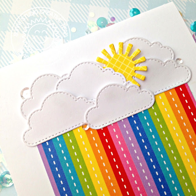 Sunny Studio Stamps: Best Fishes Fluffy Clouds Over The Rainbow Rainbow Word Die Rainbow Themed Cards by Franci Vignoli and Mona Toth