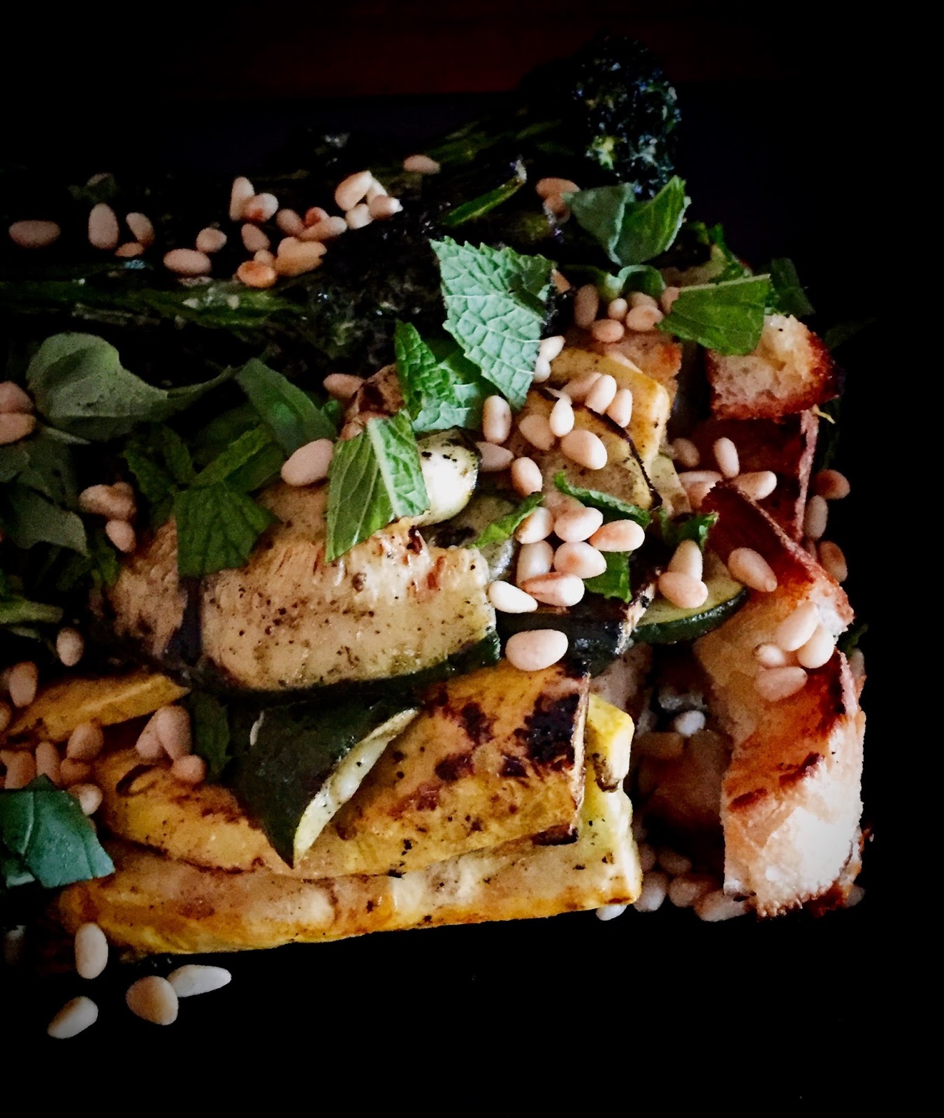 Grilled Bread, Broccoli Rabe, and Summer Squash Salad