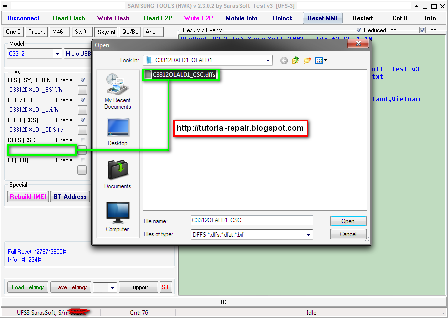 How to write software samsung c3312 by ufs box image