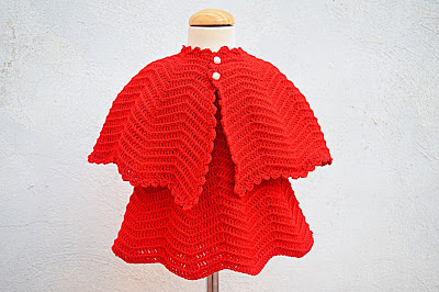 4 - Crochet Imagen Vestido rojo navideño en conjunto con capa por Majovel Crochet