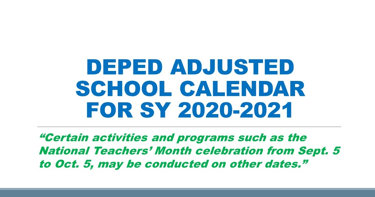 Adjusted DepEd School Calendar