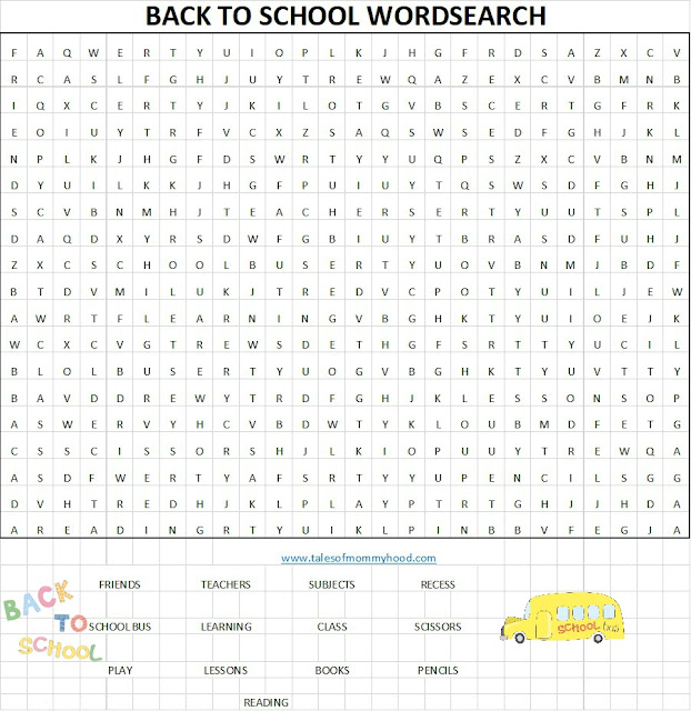 Back To School, activities, free printable, word search, kids activities, free