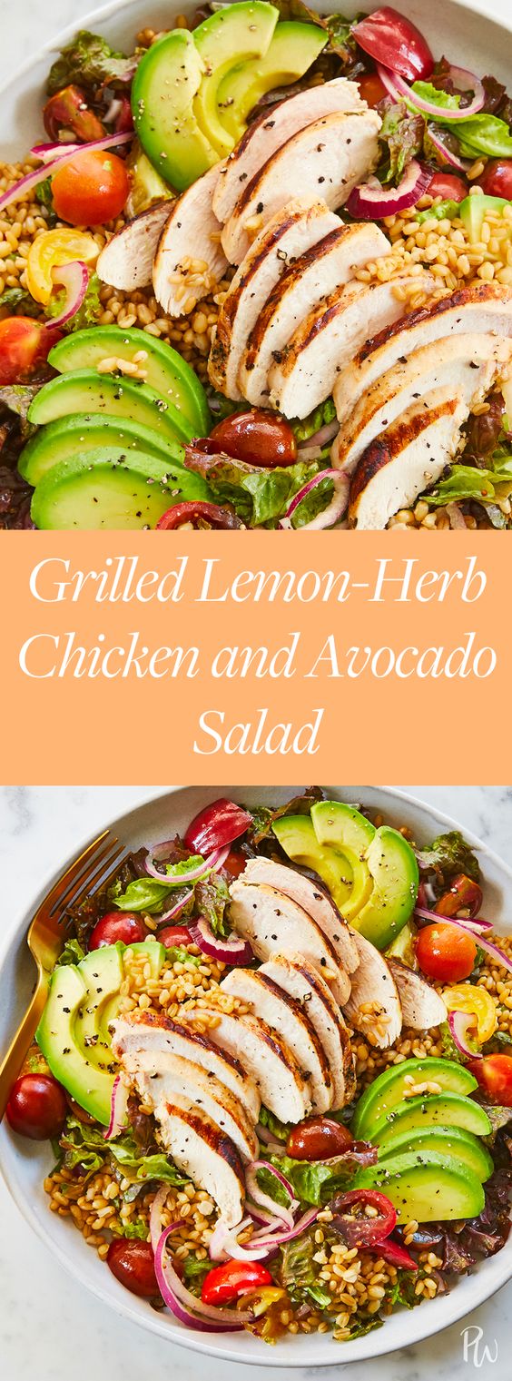 Grilled Lemon-Herb Chicken and Avocado Salad - Recipe Easy