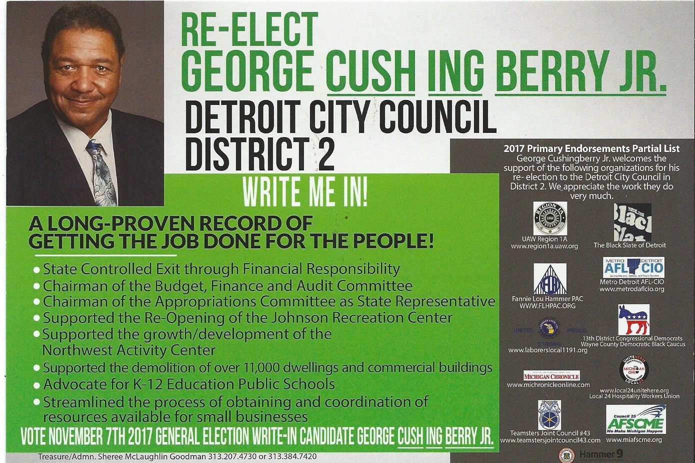 Friends of Cushingberry Jr. Write In Voting Correction