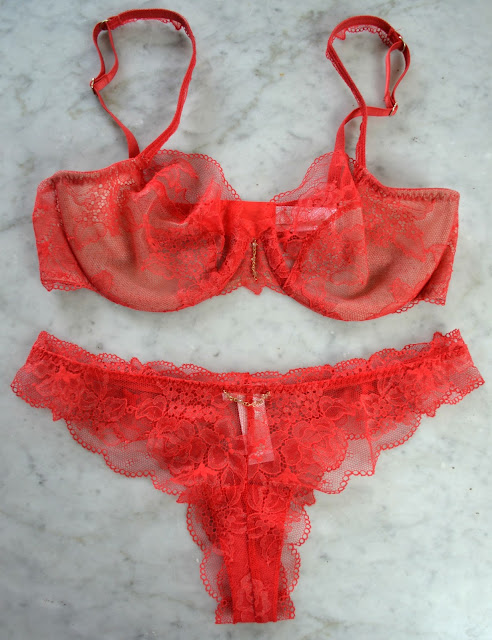 Red French Lace women's underwear By Silent Assembly. Selfridges. Curvessence 3D technology
