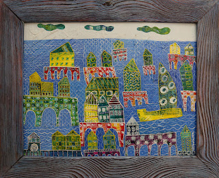 Витвинова Е.П. Город на воде, х. на карт, акрил, 35х45, 2016