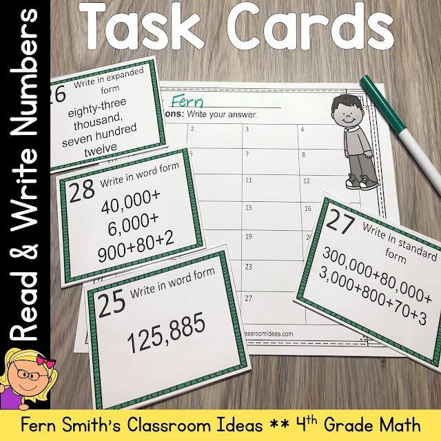 Click Here to Download This 4th Grade Go Math 1.2 Read and Write Numbers Task Cards Resource Today for Your Class!