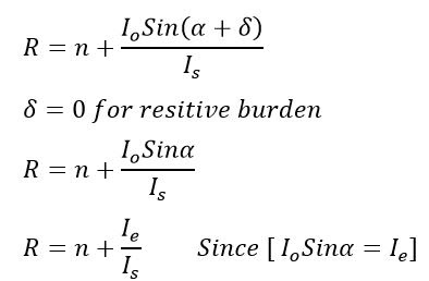 formula for Ratio Error of current Transformer for resistive burden