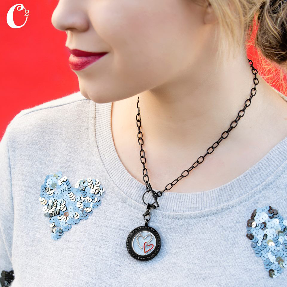 Double Heart Black Origami Owl Living Locket - come create your own Locket today at StoriedCharms.com