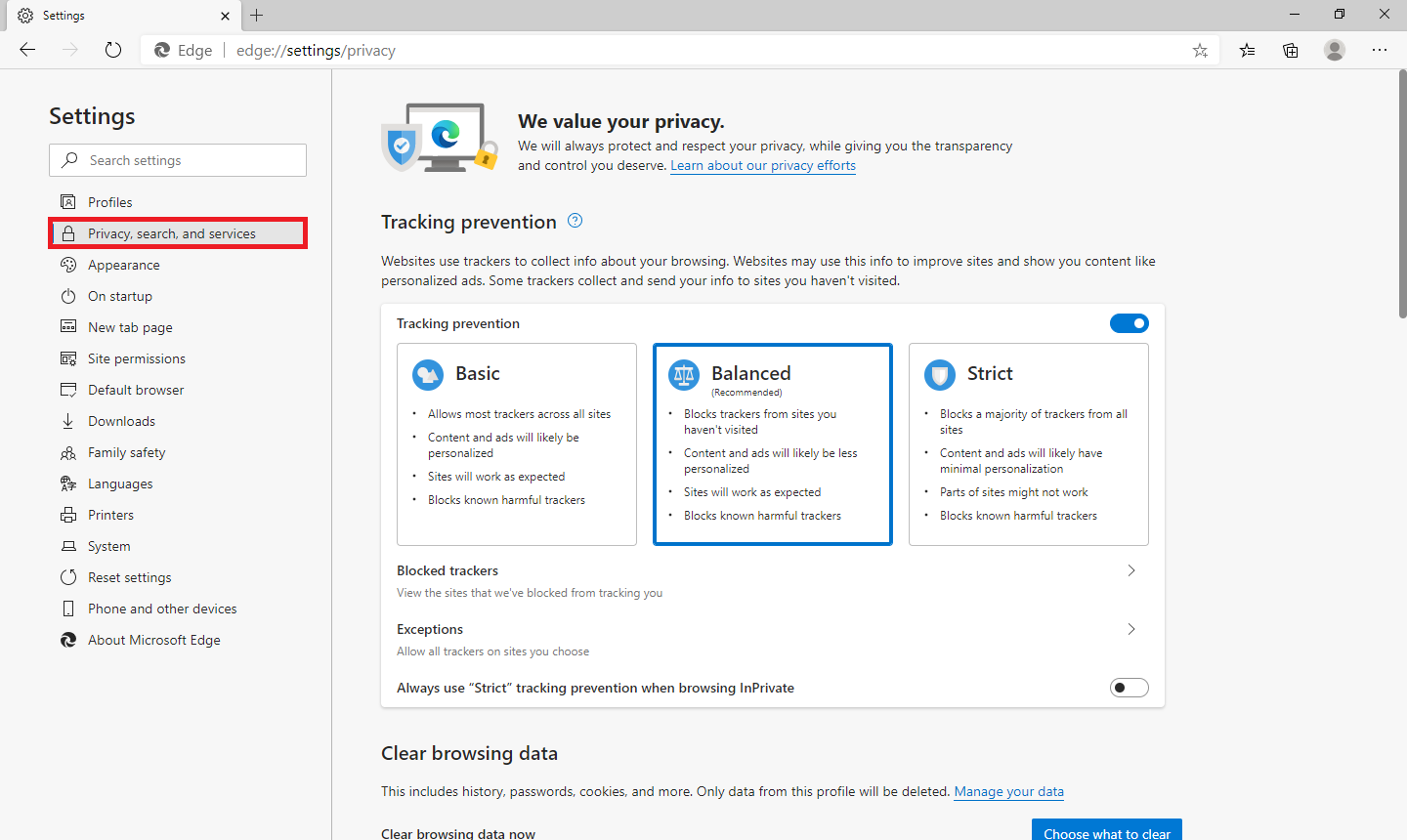 How to automatically delete Microsoft Edge browsing history on exit
