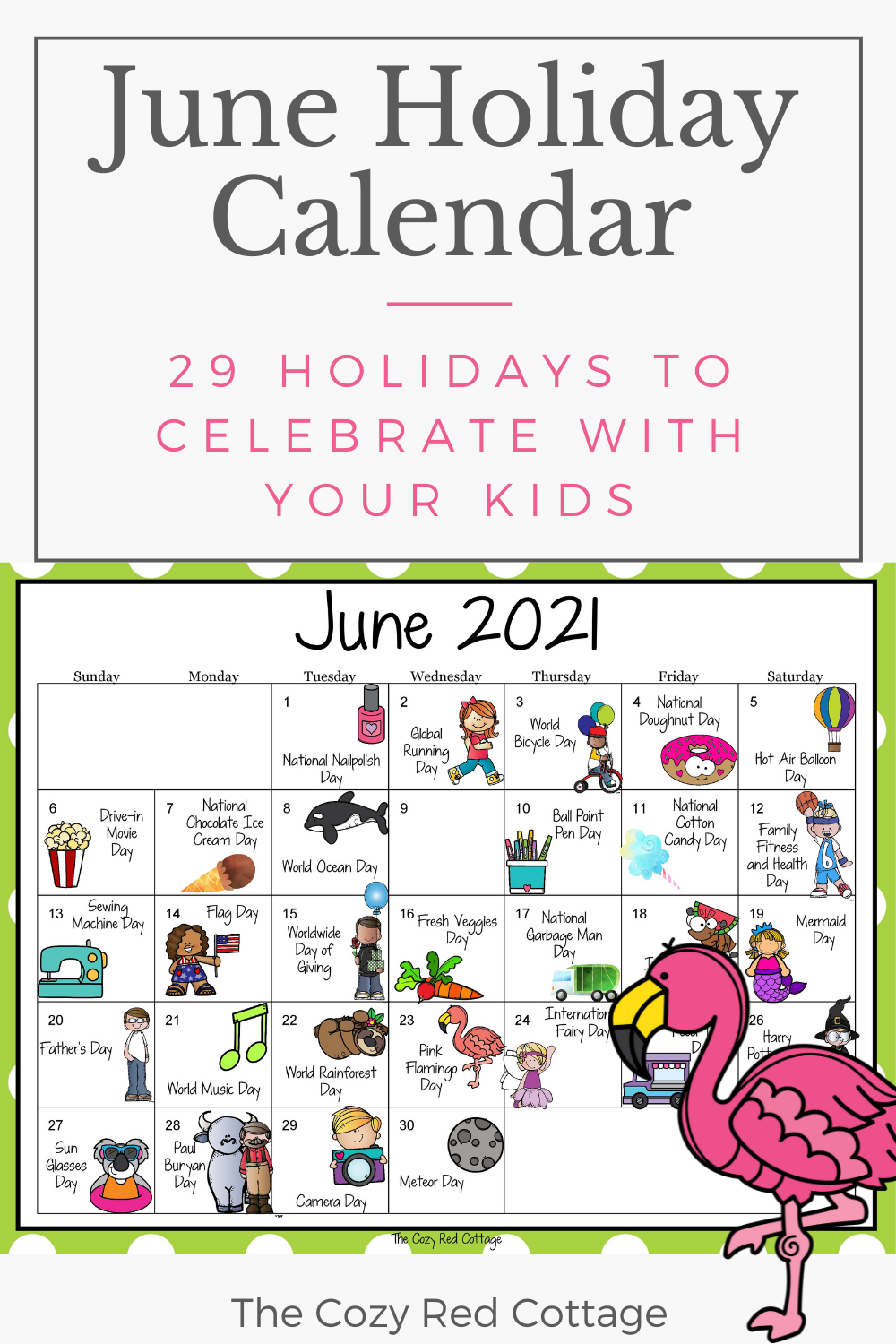 The Cozy Red Cottage June Holiday Calendar