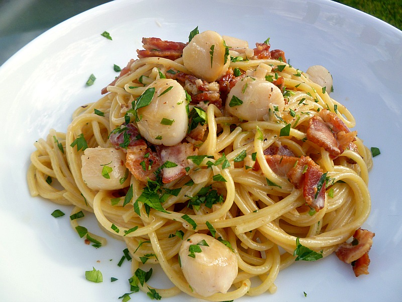 Vanilla Clouds and Lemon Drops Scallop & Bacon Spaghetti
