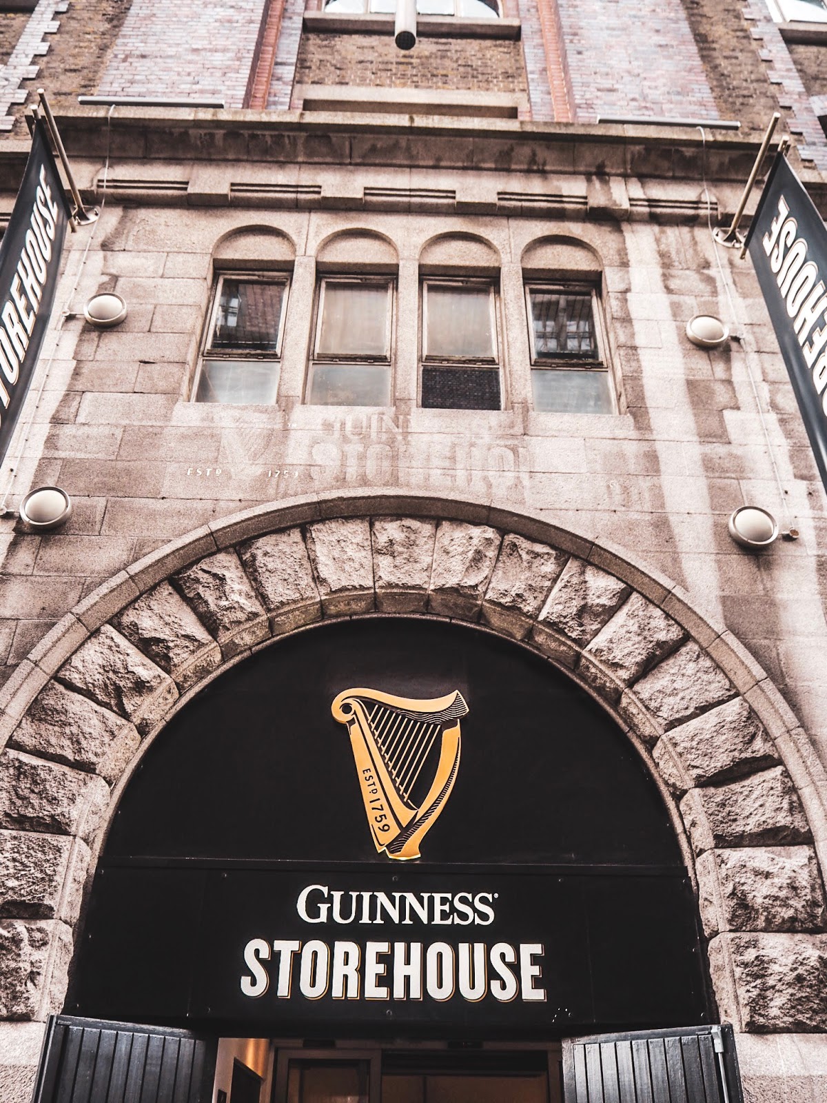 A shot of Guinness storehouse in sepia tone