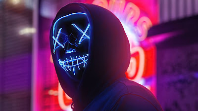 HD Hoodie Guy Neon Blue Mask Wallpaper