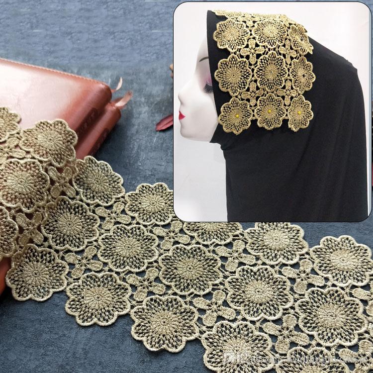 Laces & Trims Golden Self Leaves Gota Lace Kinari Border for Dupatta