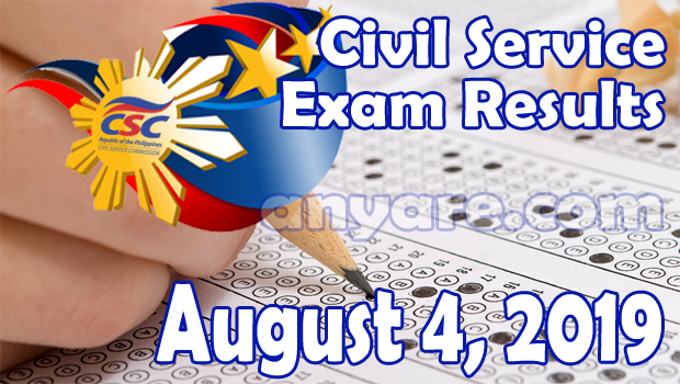 civil service exam result august 2019