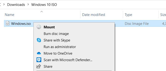 เมานต์ Windows 10 ISO