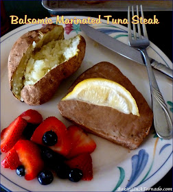 Balsamic Marinated Tuna Steak for a fast, flavorful, low fat dinner. | Recipe developed by www.BakingInATornado.com | #recipe #dinner