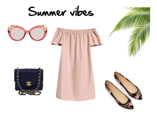 Summer vibes - stylizacja na lato z sukienką z odkrytymi ramionami