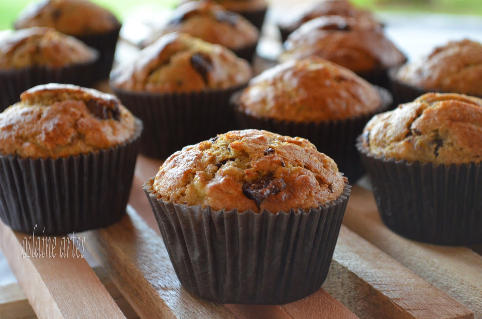 Muffins de Banana e Chocolate Caramelo e Sal
