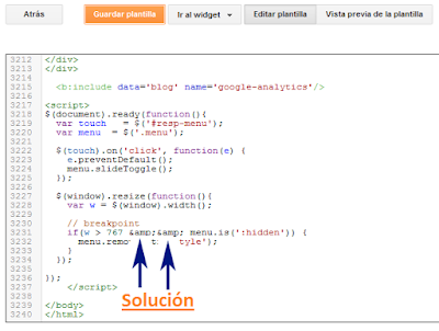 ¿Cómo solucionar errores de análisis en el XML de la plantilla de Blogger? Error al analizar XML '&'