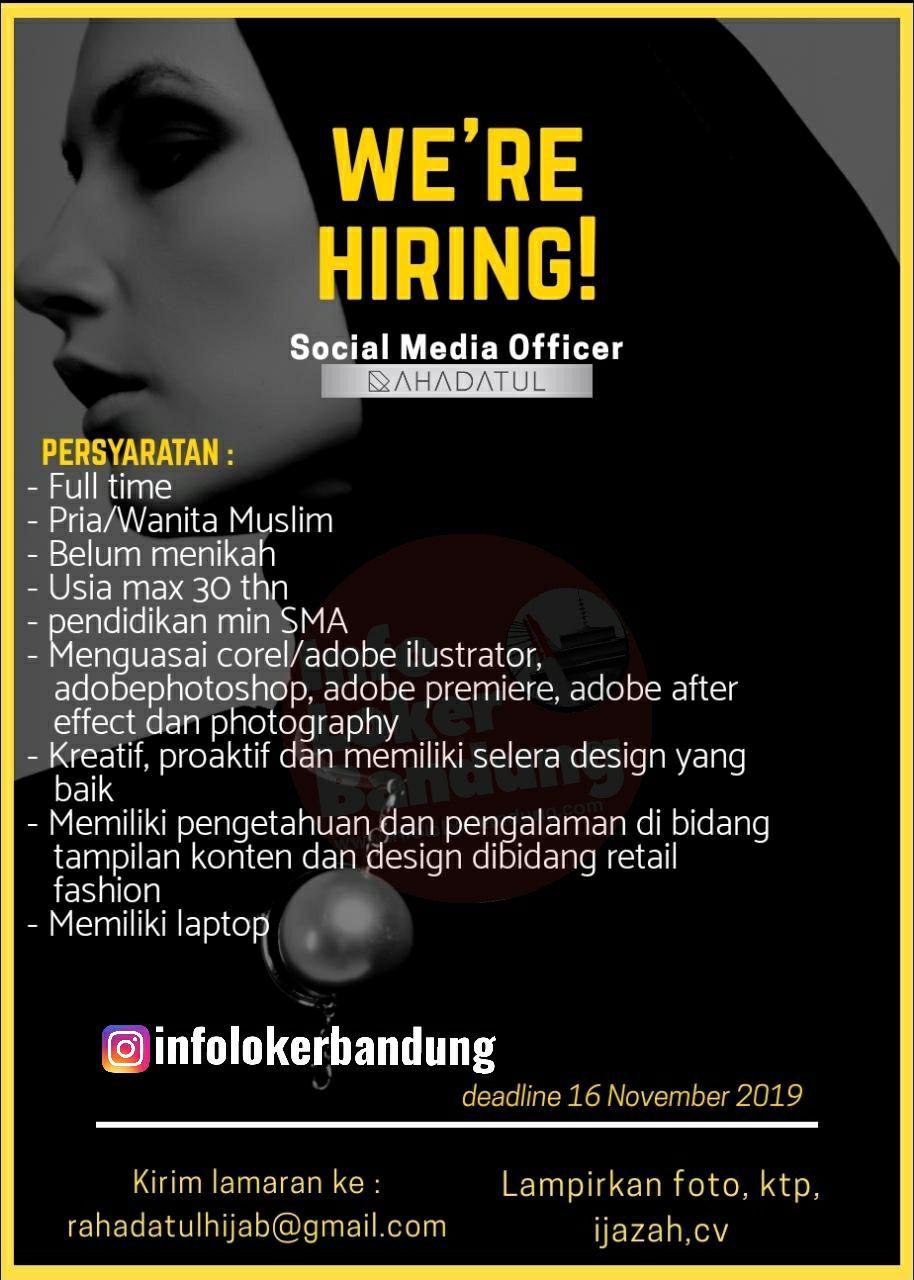 Lowongan Kerja Social Media Office Rahadatul Hijab Bandung November 2019 Info Loker Bandung 2020