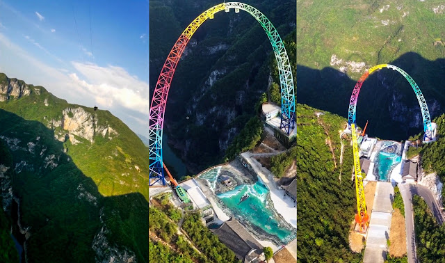 columpio con arco diferentes ángulos desde el aire