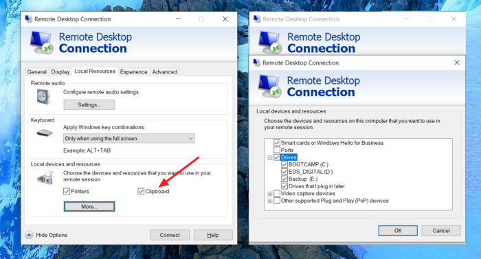 Kan niet kopiëren en plakken in Remote Desktop Session in Windows 10